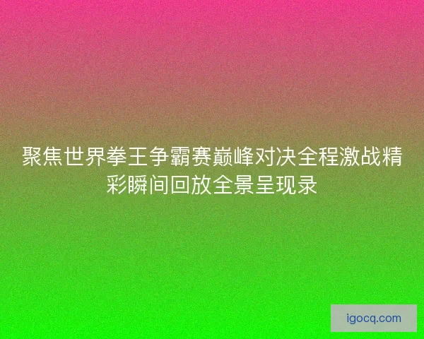 聚焦世界拳王争霸赛巅峰对决全程激战精彩瞬间回放全景呈现录
