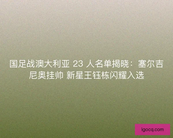 国足战澳大利亚 23 人名单揭晓：塞尔吉尼奥挂帅 新星王钰栋闪耀入选