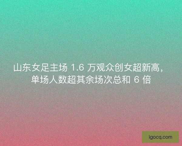山东女足主场 1.6 万观众创女超新高，单场人数超其余场次总和 6 倍