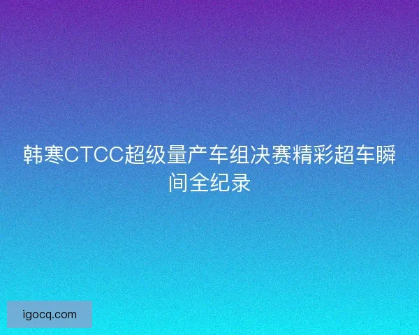 韩寒CTCC超级量产车组决赛精彩超车瞬间全纪录