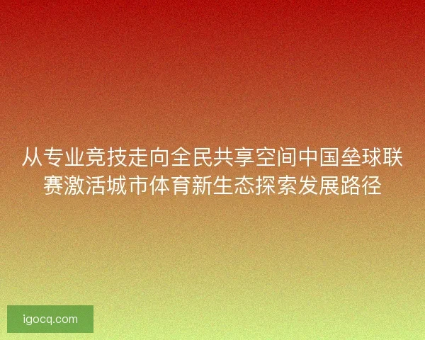 从专业竞技走向全民共享空间中国垒球联赛激活城市体育新生态探索发展路径