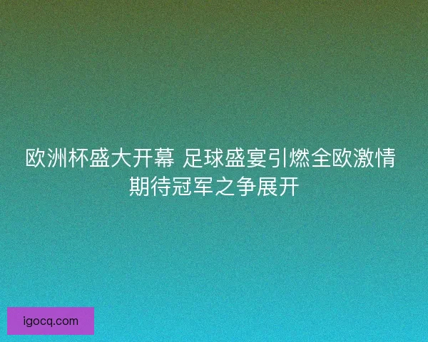 欧洲杯盛大开幕 足球盛宴引燃全欧激情 期待冠军之争展开