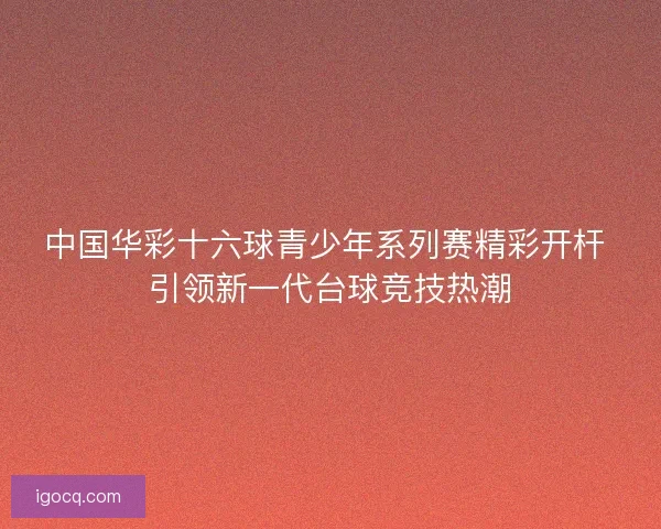 中国华彩十六球青少年系列赛精彩开杆 引领新一代台球竞技热潮